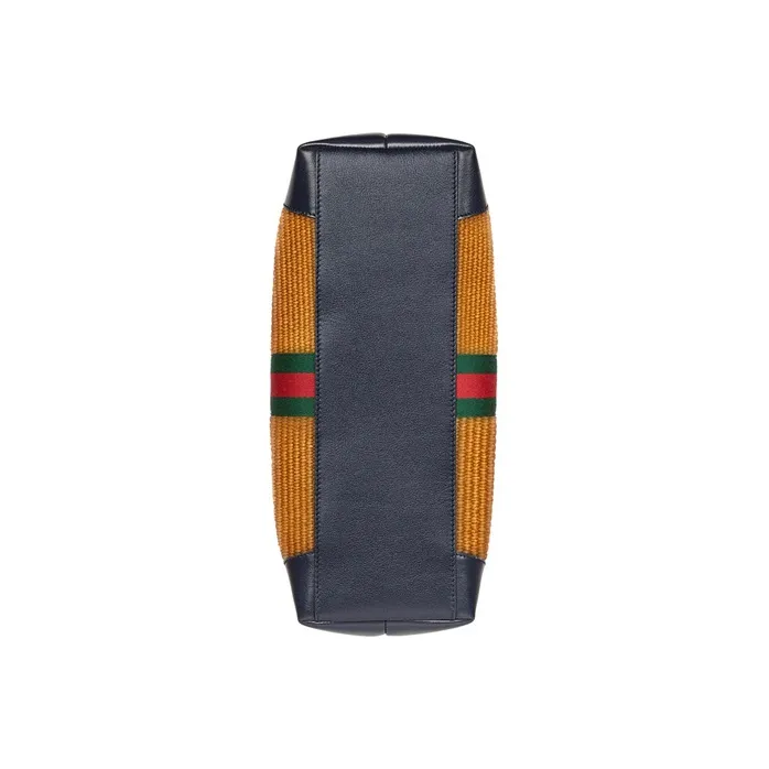 GUCCI Ophidia Fabric With Leather Tote Bag Shopping Bag Shoulder Bag Handbag Medium Size Women's Camel/Dark Blue-6