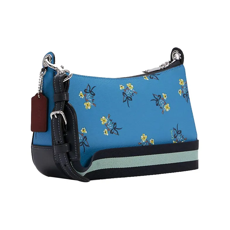 COACH Jes Canvas With Leather Shoulder Bag Crossbody Bag Medium Size Women's Blue-2