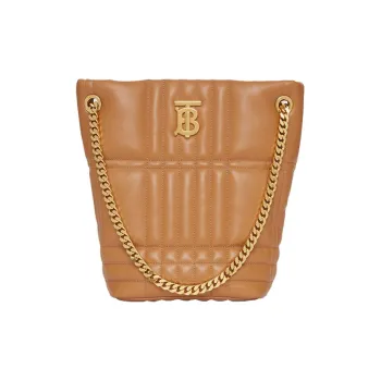 Burberry Quilted Leather Small Lola Bucket Bag Maple Brown/Gold tone