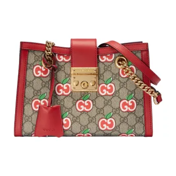 GUCCI Canvas With Leather Tote Bag Shopping Bag Portable Crossbody Bag Shoulder Bag Women's Ebony & Red