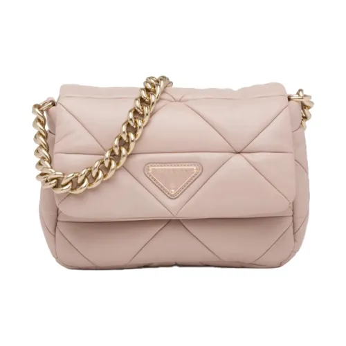 PRADA Soft Sheep Leather Handbag Shoulder Bag Women's Pink
