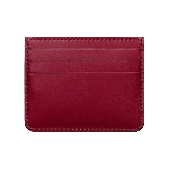 CARTIER Double C Cow Leather Card Holder Women's Cherry Red-1