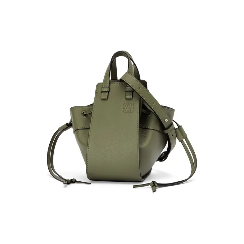 LOEWE Hammock Cow Leather Hammock Bag Shoulder Bag Crossbody Bag Handbag Small Size Women's Dark Green-1