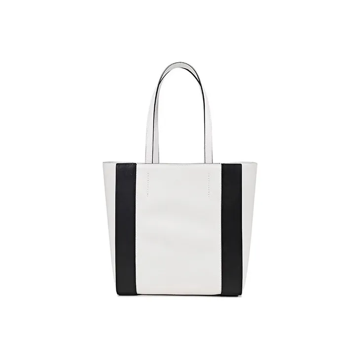Alexander McQueen Leather Tote Bag, Shopping Bag, Handbag, Shoulder Bag Women's Deep Ivory Black-3
