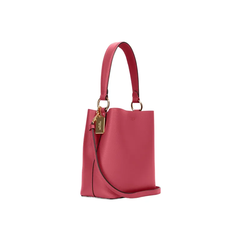 COACH Town Polished Leather Bucket Bag, Handbag, Shoulder Bag, Crossbody Bag Small Size Women's Peach Pink-2