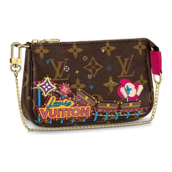 LOUIS VUITTON Pochette Accessories Monogram Vivienne Holiday Mini Rose Pivoine Pink