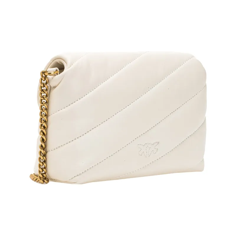PINKO Puff Classic Sheepskin Flying Bird Bag Swan Bag Shoulder Bag Crossbody Bag Women's White-1