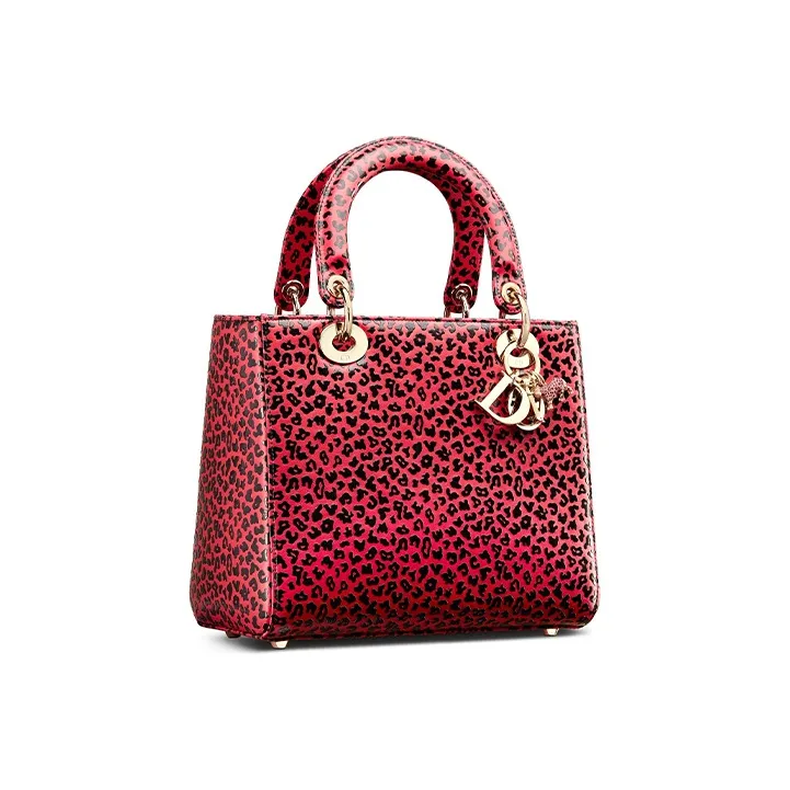 DIOR Lady Dior Cow Leather Princess Diana Bag Shoulder Bag Crossbody Bag Handbag Women's Raspberry-1
