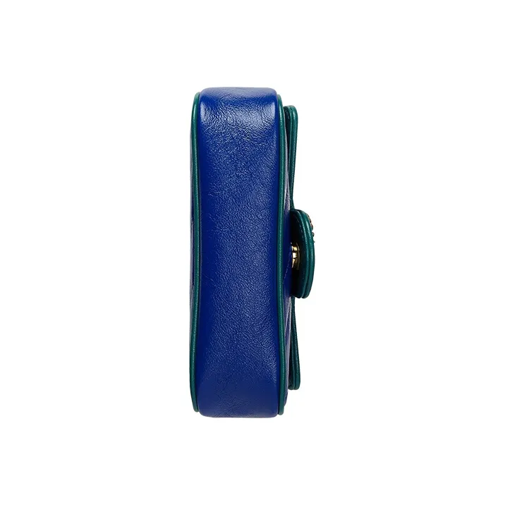 GUCCI GG Marmont Leather Chain Shoulder Bag Crossbody Bag Extra Mini Women's Blue/Sapphire Green-6
