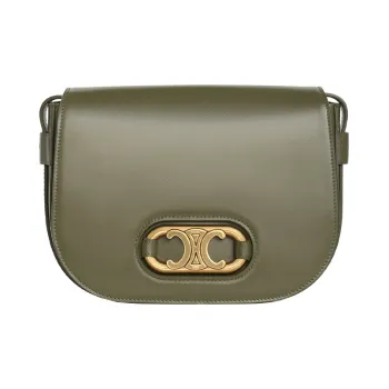 CELINE Triumph Gate Triomphe Cow Leather Handbag Shoulder Bag Crossbody Bag Medium Size Women's Candy Color/Army Green