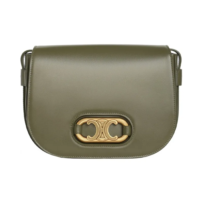 CELINE Triumph Gate Triomphe Cow Leather Handbag Shoulder Bag Crossbody Bag Medium Size Women's Candy Color/Army Green-0