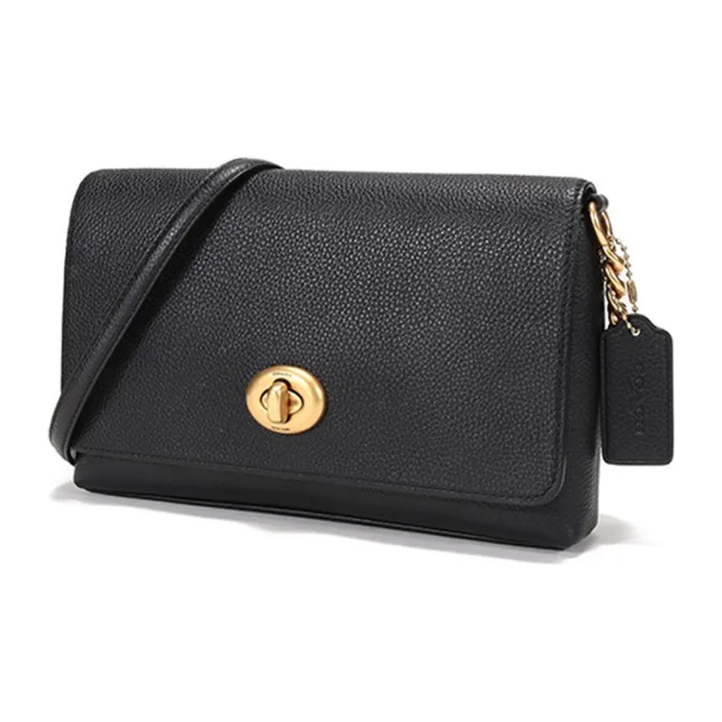 COACH Crosstown Pebbled Leather Small Square Bag Shoulder Bag Crossbody Bag Medium Size Women's Black-1