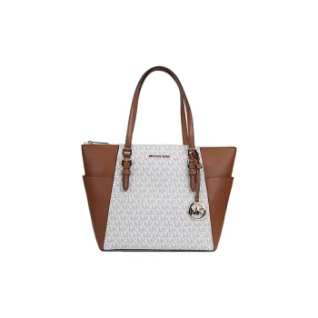 MICHAEL KORS PVC With Leather Tote Bag Shopping Bag Ear Bag Handbag Shoulder Bag Women's Vanilla Multicolor