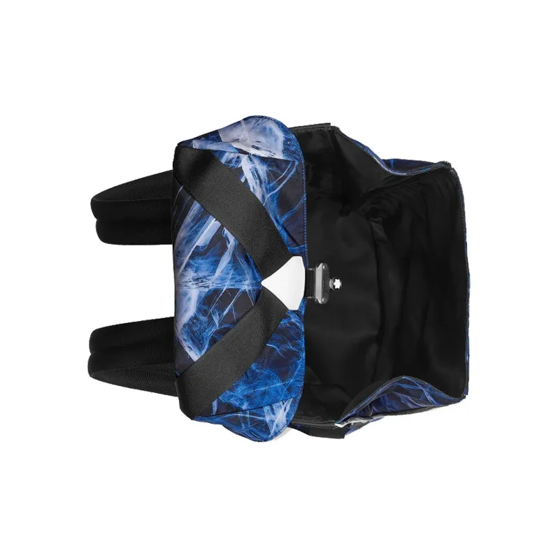 MONTBLANC Meisterstuck Nylon Patchwork Eco Friendly Cow Leather Fabric Backpacks Backpack Medium Size Unisex Black/Blue-4