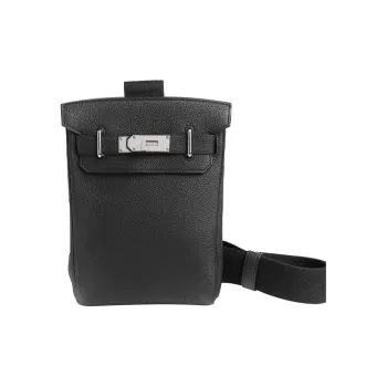 HERMES Hac A Dos Togo Calfskin Shoulder Bag Crossbody Bag Small Size Unisex Noir Black