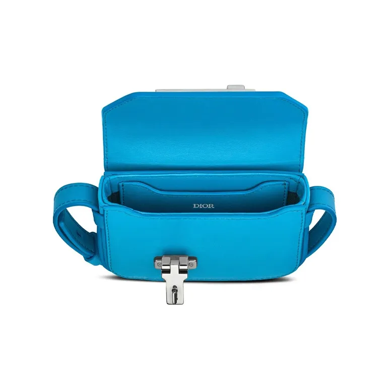 DIOR Lock Smooth Cow Leather Clutches Shoulder Bag Crossbody Bag Extra Small Men's Blue-4