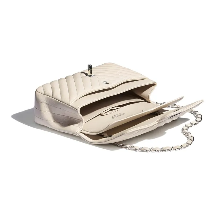 CHANEL Classic Flap CF Lambskin Crossbody Bags Women's Beige-2