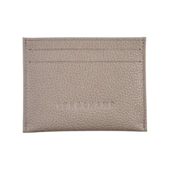 LONGCHAMP Le Foulonné Cow Leather Card Clip Card Holder Women's Gray