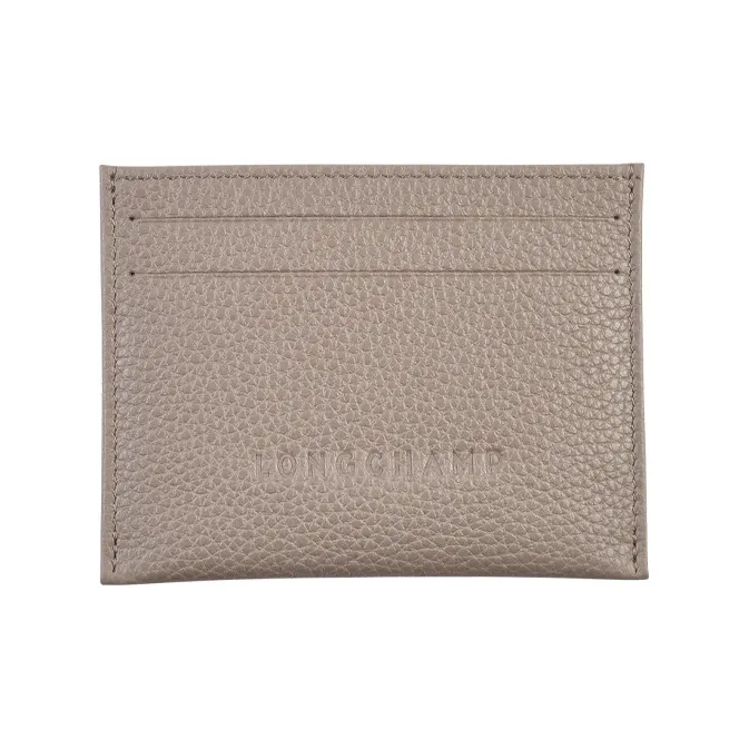 LONGCHAMP Le Foulonné Cow Leather Card Holder Card Holder Women's Gray-0