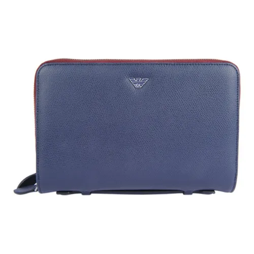EMPORIO ARMANI Calfskin Wallet Unisex Blue
