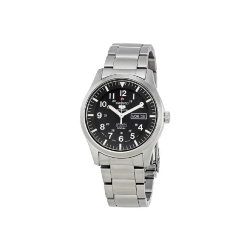 SEIKO Series 5 Automatic Mechanical Movement Stainless Steel Strap Watch Men's Watches Black Dial