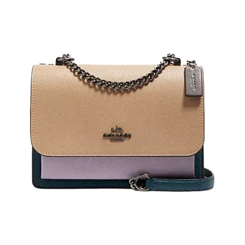 COACH Klare Leather Trunk Bag, Shoulder Bag, Crossbody Bag Trumpets Women's Light Khaki, Black, Purple