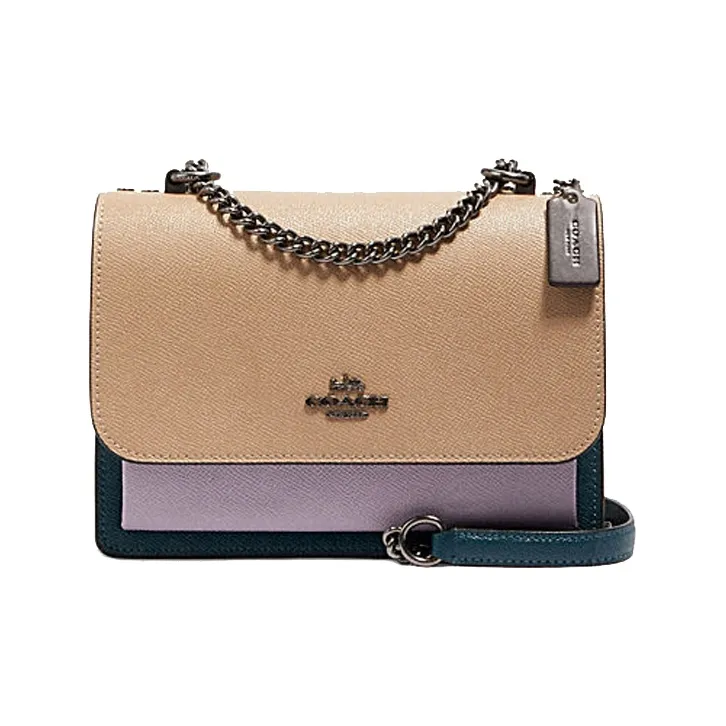 COACH Klare Leather Trunk Bag, Shoulder Bag, Crossbody Bag Trumpets Women's Light Khaki, Black, Purple-0