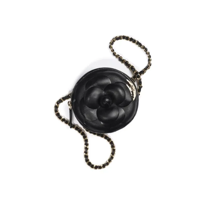 CHANEL Lambskin Earphone Case, Handheld Bag, Shoulder Bag, Crossbody Bag Women's Black-0
