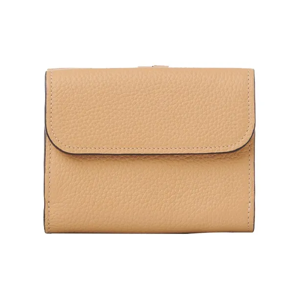 Chloe Alphabet Cow Leather Wallet Mini Women's Light Brown-1