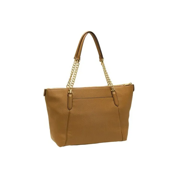 COACH Ava Leather Portable One Shoulder Chain Tote Tubas Women's Brown-1