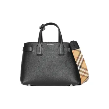 Burberry Plaid Patchwork Handbag Shoulder Bag Small Size Women's Black