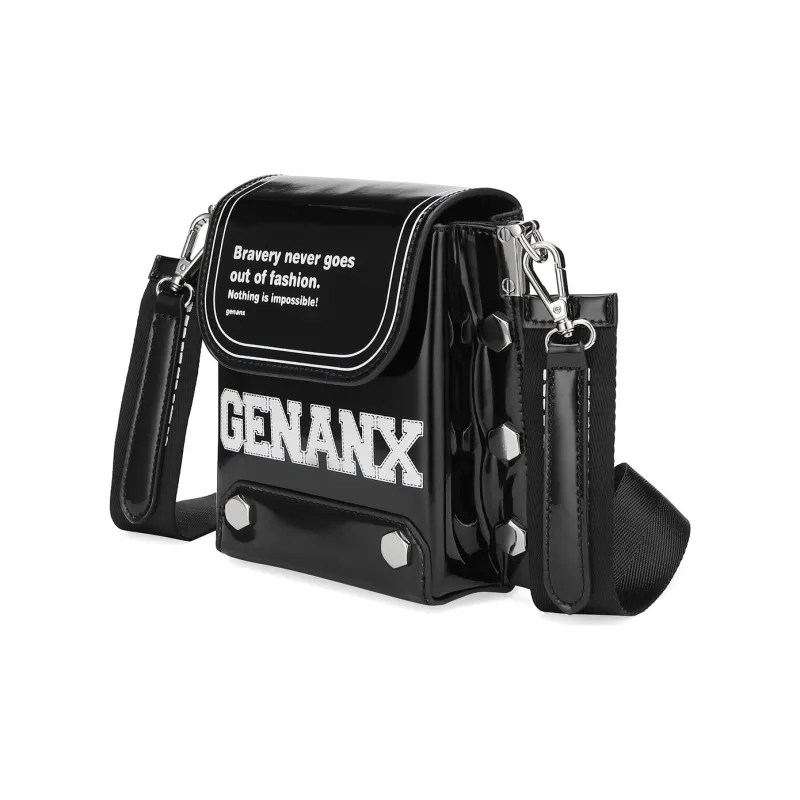 GENANX Polyurethane Crossbody Bag Trumpets Unisex Black-1