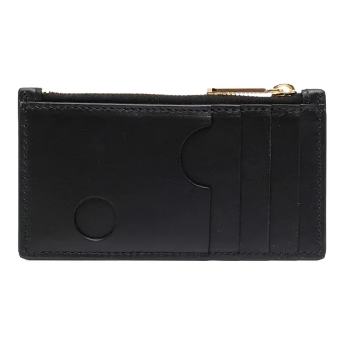 OFF-WHITE Burrow Leather Coin Purse Women's Black-1