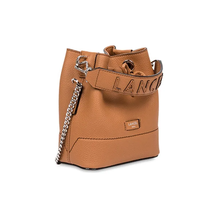 LANCEL Cow Leather Crossbody Bag Mini Women's Camel-2