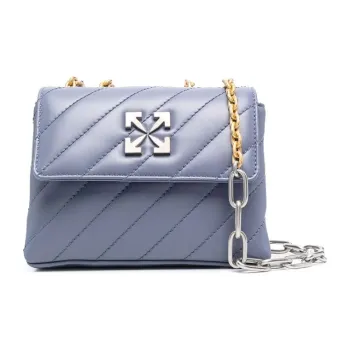 OFF WHITE Leather Puffy Crossbody Bag, Shoulder Bag Women's Dark Gray