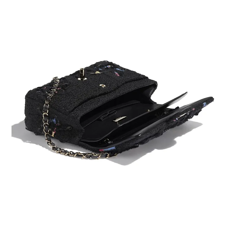 CHANEL Classic Flap CF Cotton Shoulder Bag Women's Black-2