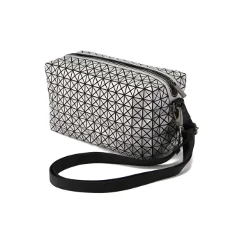 ISSEY MIYAKE Nylon Fabric With Cow Leather Camera Bag, Handbag, Shoulder Bag Unisex Silver