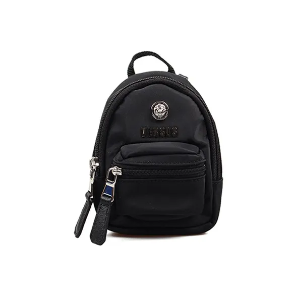 VERSACE Nylon Key Pouch Coin Purse Unisex Black-0
