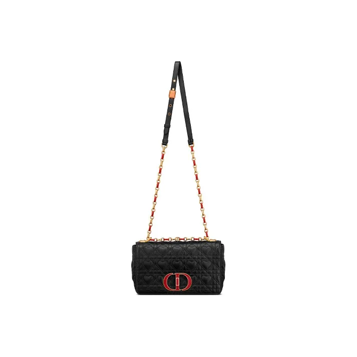 DIOR Cow Leather Chain Shoulder Bag, Crossbody Bag, Handbag Women's Black-4