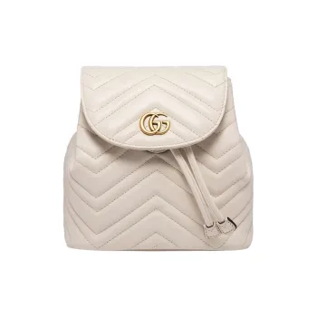 GUCCI Marmont Quilting Leather Backpack Mini Women's White