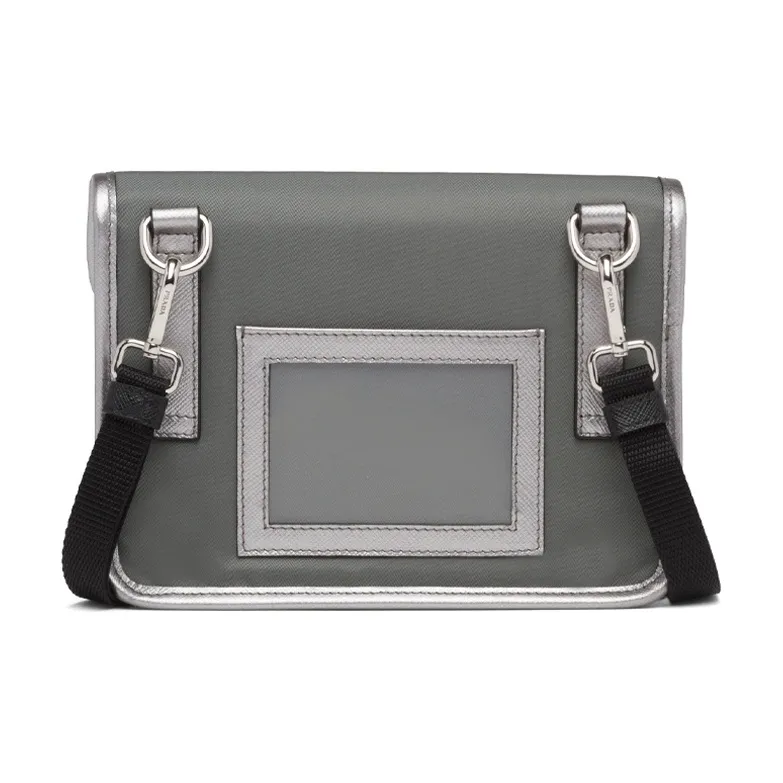 PRADA Leather Cell Phone Pouch Unisex Gray-1
