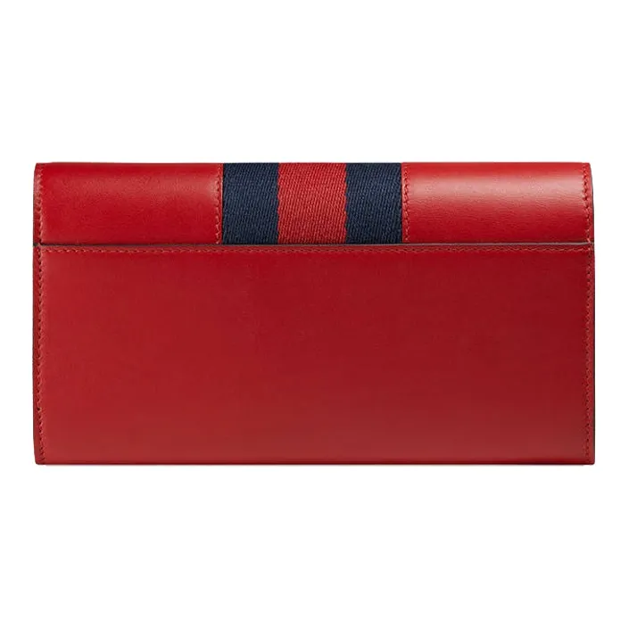 GUCCI Sylvie Leather Wallet Women's Red-2