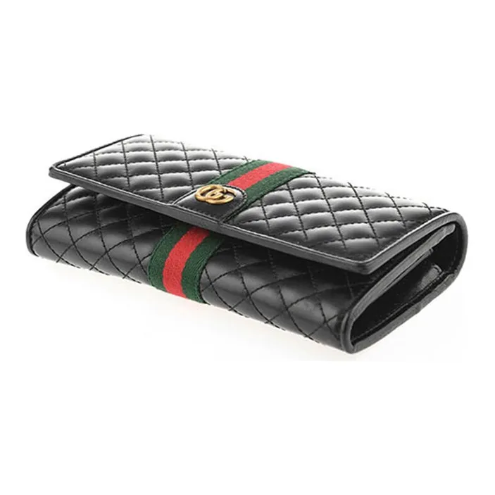 GUCCI Ophidia Leather Wallet Women's Black/Red/Green-3