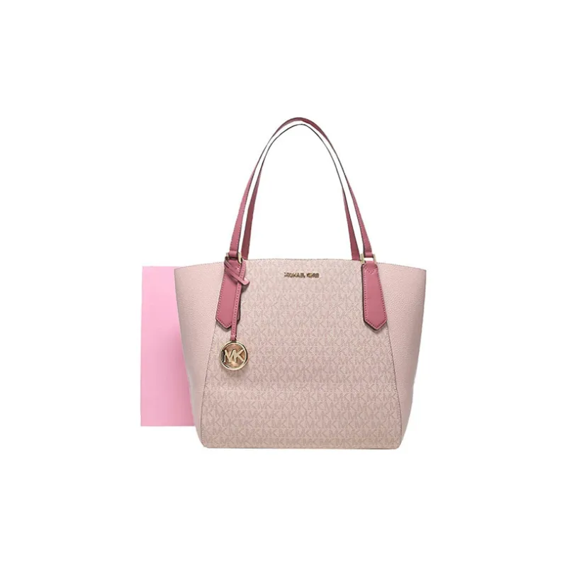 MICHAEL KORS PVC Cow Leather Patchwork Handbag Large Size Women's Pink-4