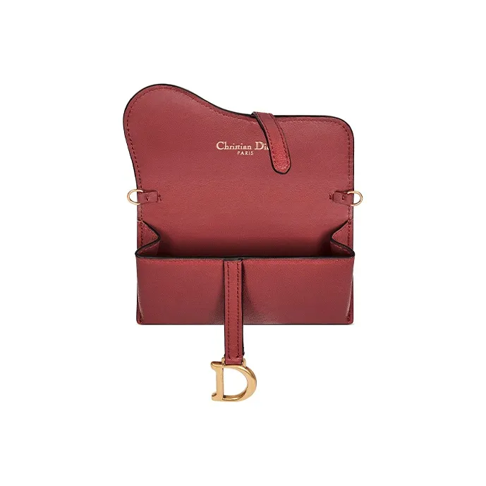DIOR Saddle Goatskin Saddle Bag, Shoulder Bag Women's Rose Red-3