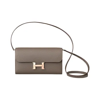 HERMES Constance To Go Epsom Calfskin Wallets Handheld Shoulder Bag Crossbody Bag Women's 8F Gris ÉTain Tin Gray