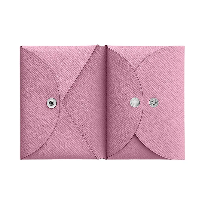 HERMES Calvi Epsom Calfskin Coin Purse, Card Holder Regular Women's X9 Mauve Sylvestre Mallow Purple-3