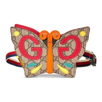 GUCCI Canvas With Leather Fanny Pack Sling Bags Kids' Ebony/Multicolor