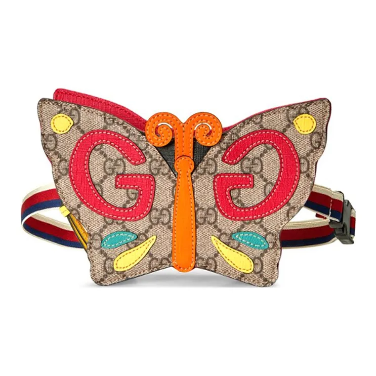 GUCCI Canvas With Leather Fanny Pack Sling Bags Kids' Ebony/Multicolor-0