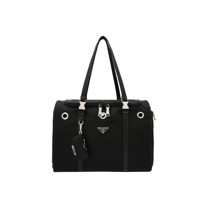 PRADA Nylon Fabric Handbag Women's Black-0